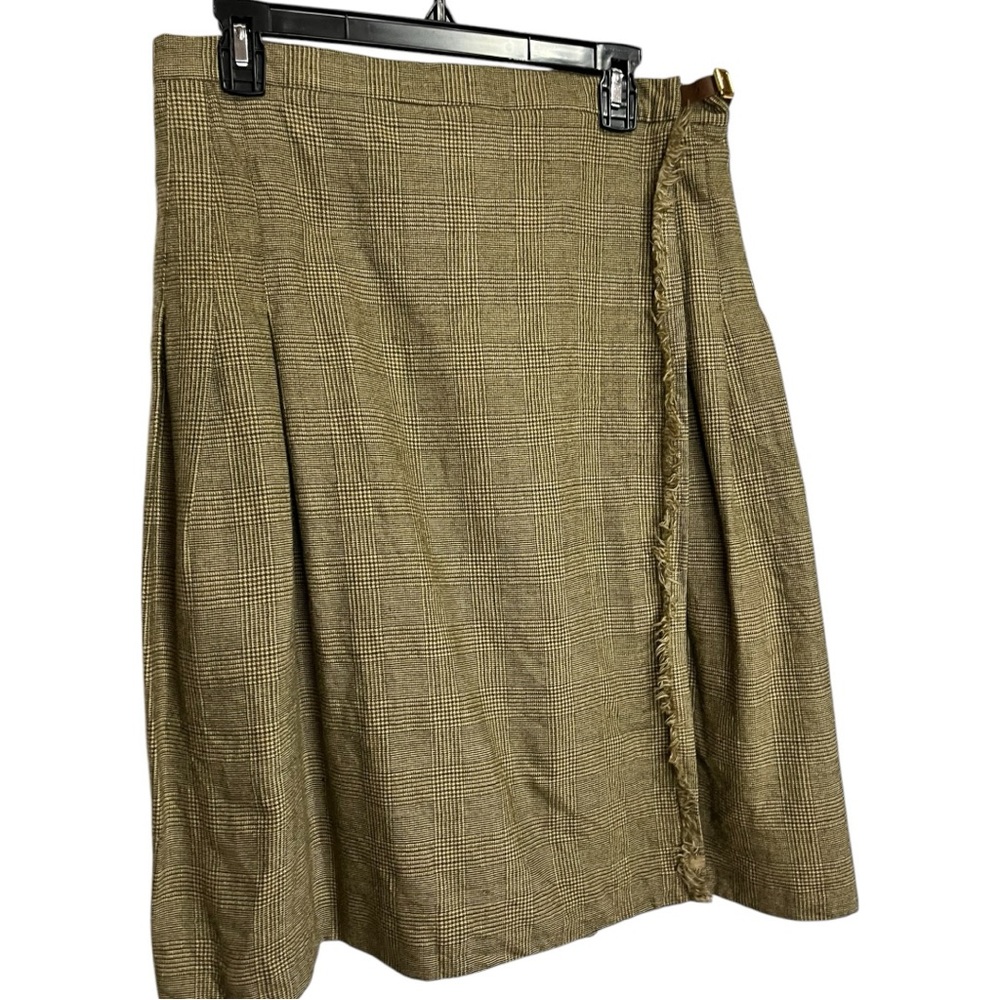 Lauren Ralph Lauren Tan Wool Wrap Knee-Length Skirt